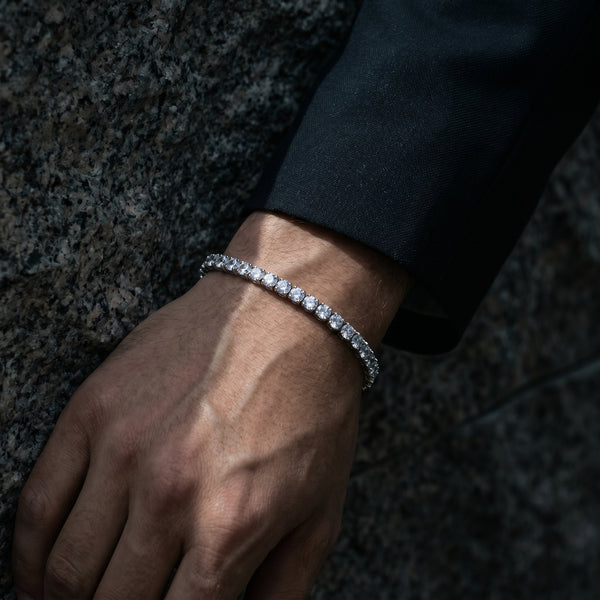 Bracelet Tennis Homme — Zircons Diamant & Acier Premium