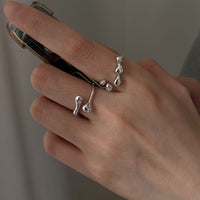 Bague Géométrique Ajustable — Argent 925 Véritable