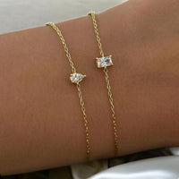 Bracelet Titane Fin & Zircon — Luxe Discret | 2 Formes de Cristaux