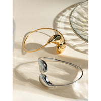 Jonc Torsadé Sphère Larme — Plaqué Or | Bracelet Ouvert Ajustable