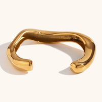 Manchette Vague Texturée — Or & Acier Brossé | Design Fluide