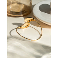 Jonc Torsadé Sphère Larme — Plaqué Or | Bracelet Ouvert Ajustable