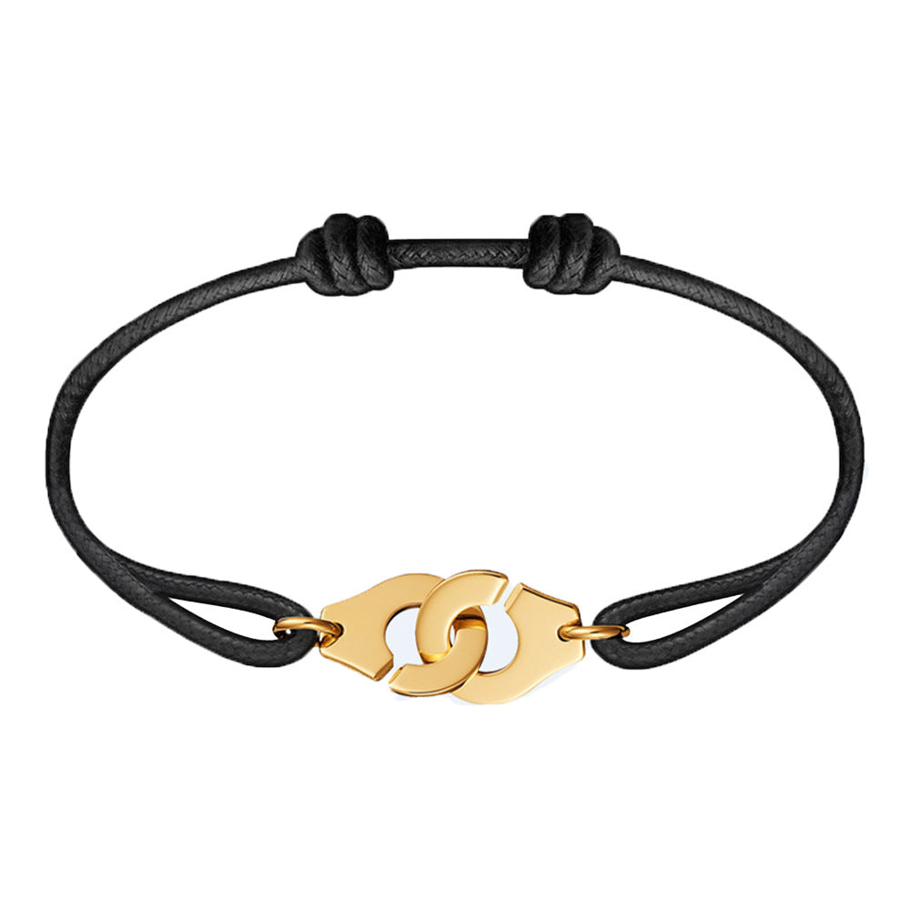 Bracelet Couple Cordon & Charm Menottes — Symbole de Complicité