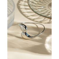 Jonc Torsadé Sphère Larme — Plaqué Or | Bracelet Ouvert Ajustable