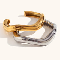 Manchette Vague Texturée — Or & Acier Brossé | Design Fluide