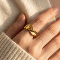 Bague Sculptée Ouverte — Or & Argent | Design Liquide Ajustable