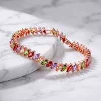 Bracelet Zircon Multicolore — Or Rose & Cristal | Finition Bicolore Luxe
