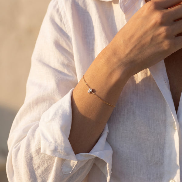 Bracelet Titane Fin & Zircon — Luxe Discret | 2 Formes de Cristaux