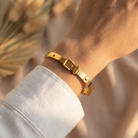 Bracelet Tennis Larme de Cristal — Or & Acier Inoxydable