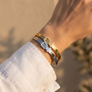 Bracelet Tennis Larme de Cristal — Or & Acier Inoxydable