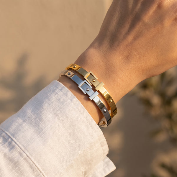 Bracelet Tennis Larme de Cristal — Or & Acier Inoxydable