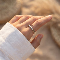 Bague Géométrique Ajustable — Argent 925 Véritable
