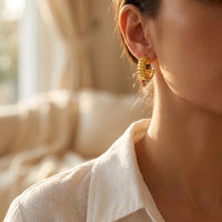 Créoles Nervurées Bicolores — Or 18K & Platine | Finition Luxe