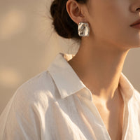 Boucles d'Oreilles Carrées Statement — Plaqué Or 18K & Argent