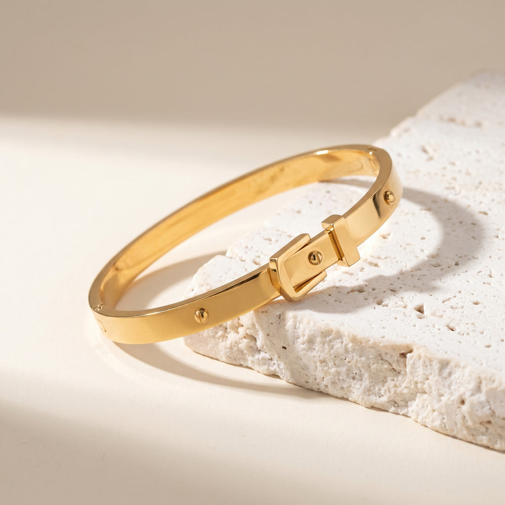 Bracelet Tennis Larme de Cristal — Or & Acier Inoxydable