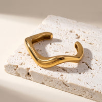 Manchette Vague Texturée — Or & Acier Brossé | Design Fluide