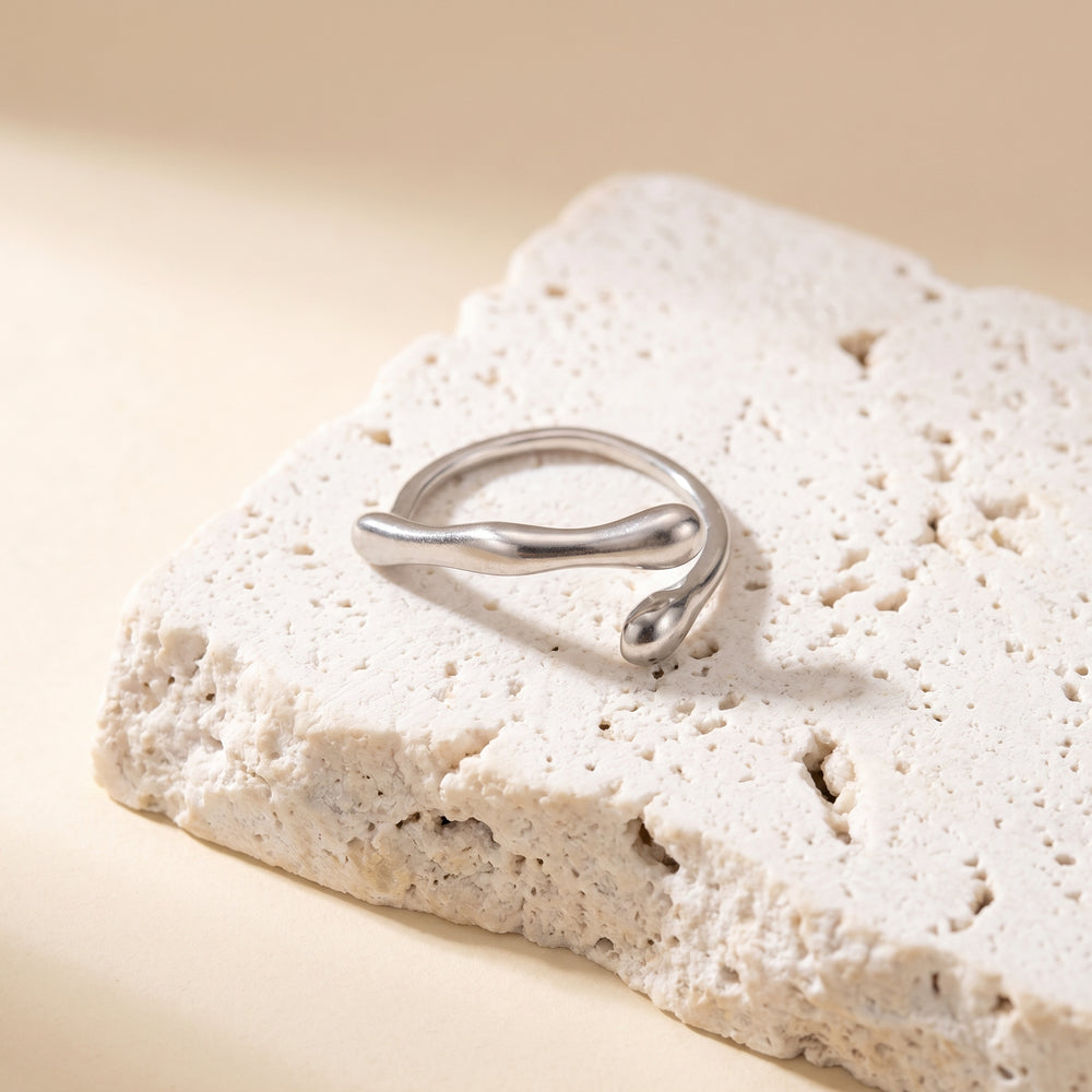 Bague Géométrique Ajustable — Argent 925 Véritable
