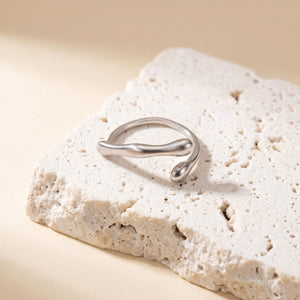 Bague Géométrique Ajustable — Argent 925 Véritable