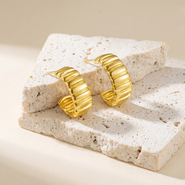 Créoles Nervurées Bicolores — Or 18K & Platine | Finition Luxe