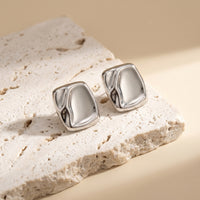 Boucles d'Oreilles Carrées Statement — Plaqué Or 18K & Argent