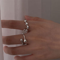 Bague Géométrique Ajustable — Argent 925 Véritable