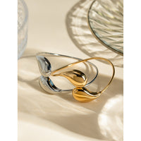 Jonc Torsadé Sphère Larme — Plaqué Or | Bracelet Ouvert Ajustable